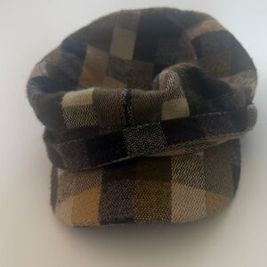 Nordstrom Checkered Wool Cap - Black and Brown